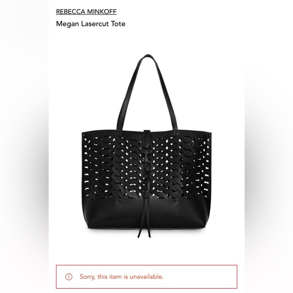 Rebecca Minkoff Megan Woven Cutout Leather Tote Black Lasercut. Sold out! - Picture 2 of 5